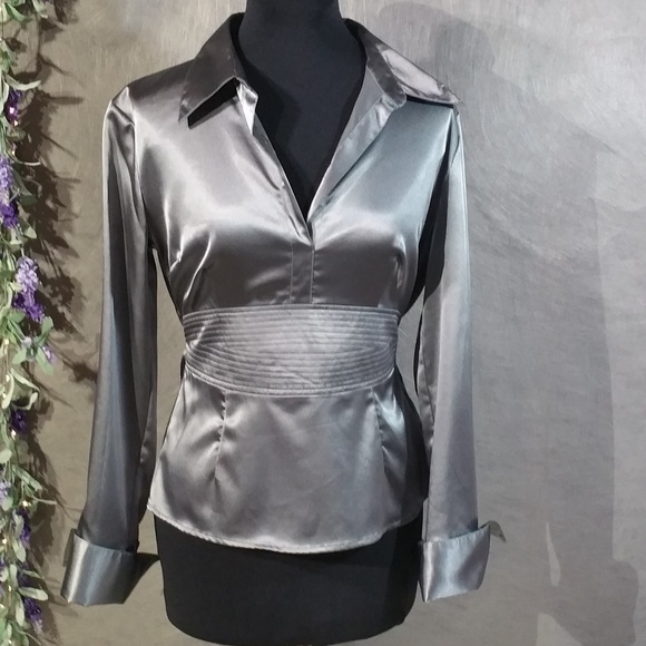 grey satin blouse